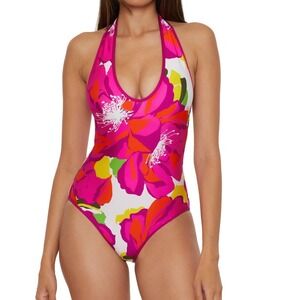Trina Turk Bloom Plunge Halter Reversible One Piece Women's‎ Size 14